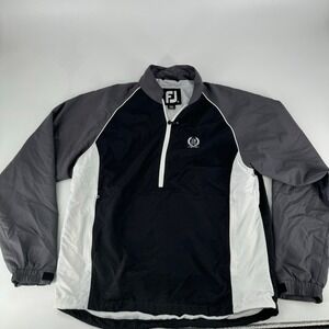 FootJoy FJ Men's Pullover Golf Jacket Windbreaker 1/4 Zip Black Grey M